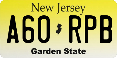 NJ license plate A60RPB