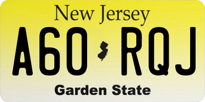 NJ license plate A60RQJ