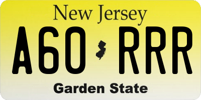 NJ license plate A60RRR