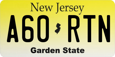 NJ license plate A60RTN