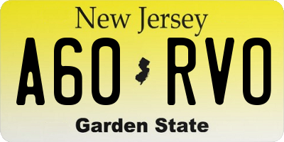 NJ license plate A60RVO