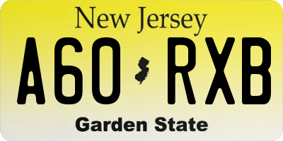 NJ license plate A60RXB