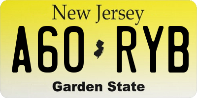 NJ license plate A60RYB