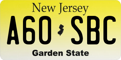 NJ license plate A60SBC