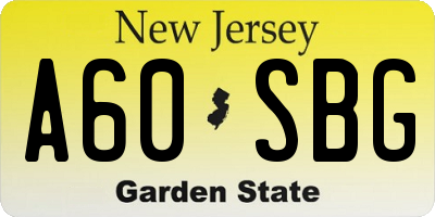 NJ license plate A60SBG
