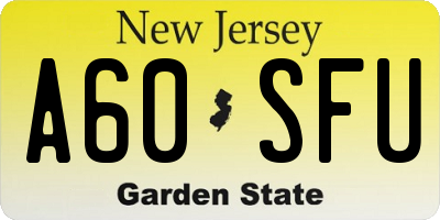 NJ license plate A60SFU