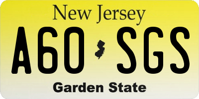 NJ license plate A60SGS