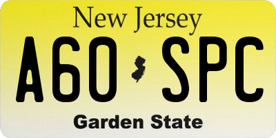 NJ license plate A60SPC