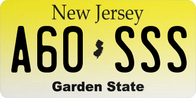 NJ license plate A60SSS
