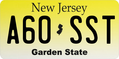 NJ license plate A60SST
