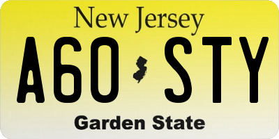 NJ license plate A60STY