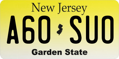NJ license plate A60SUO