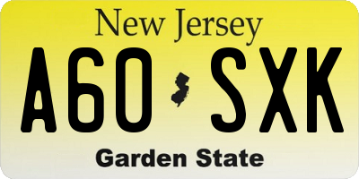 NJ license plate A60SXK