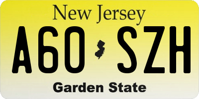 NJ license plate A60SZH