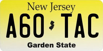 NJ license plate A60TAC