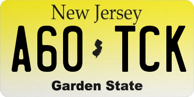 NJ license plate A60TCK