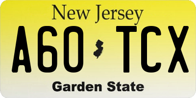 NJ license plate A60TCX