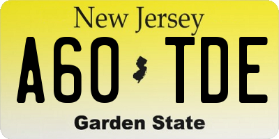 NJ license plate A60TDE