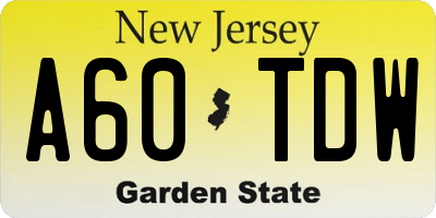 NJ license plate A60TDW