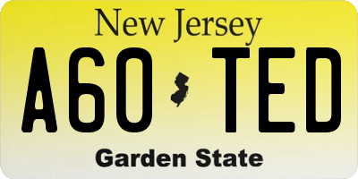 NJ license plate A60TED