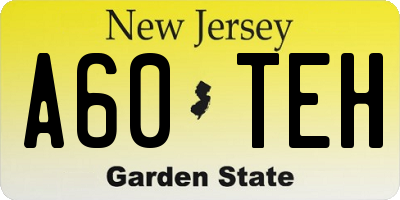 NJ license plate A60TEH