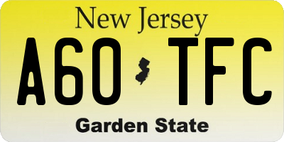 NJ license plate A60TFC