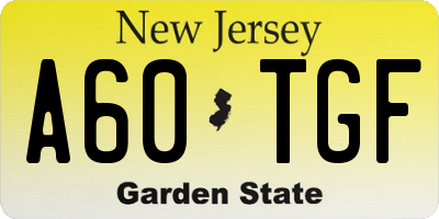 NJ license plate A60TGF