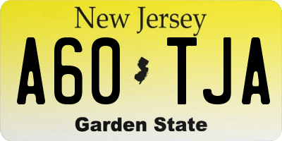 NJ license plate A60TJA