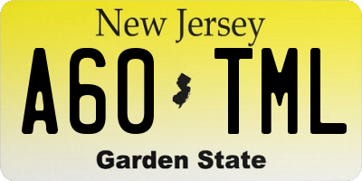 NJ license plate A60TML