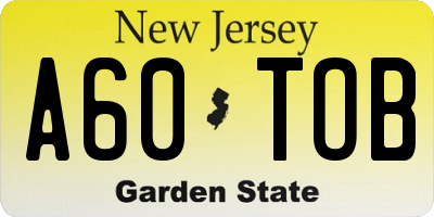 NJ license plate A60TOB