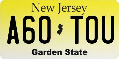 NJ license plate A60TOU