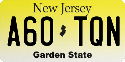 NJ license plate A60TQN
