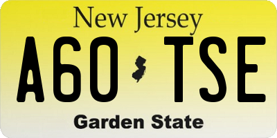NJ license plate A60TSE