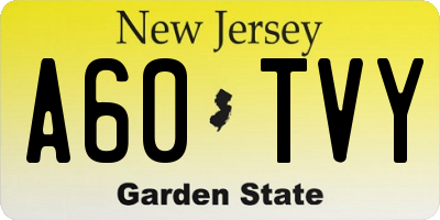 NJ license plate A60TVY