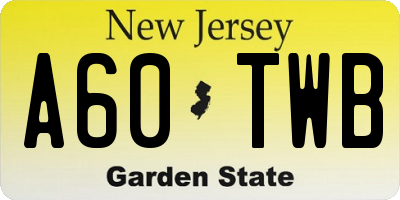 NJ license plate A60TWB