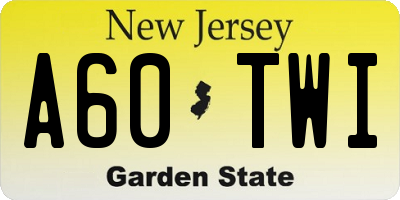 NJ license plate A60TWI