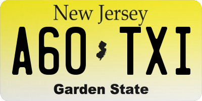 NJ license plate A60TXI