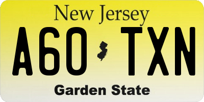 NJ license plate A60TXN