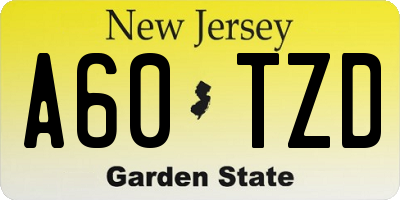 NJ license plate A60TZD