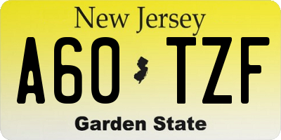 NJ license plate A60TZF