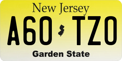 NJ license plate A60TZO