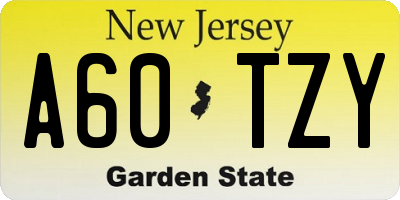 NJ license plate A60TZY