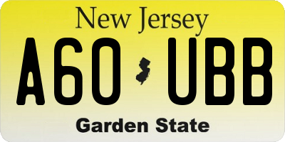NJ license plate A60UBB