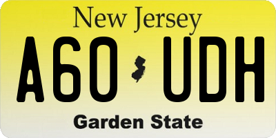 NJ license plate A60UDH
