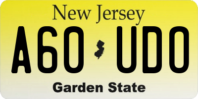 NJ license plate A60UDO