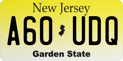 NJ license plate A60UDQ