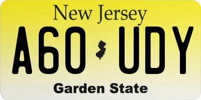 NJ license plate A60UDY