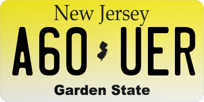 NJ license plate A60UER