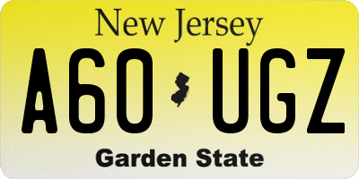 NJ license plate A60UGZ