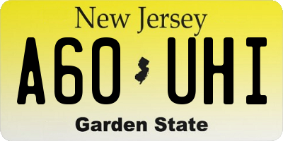 NJ license plate A60UHI